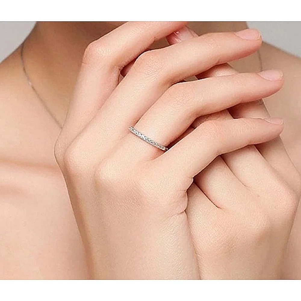 NEW Women's Simulated Diamonds 925 Sterling Silver Band Ring,‎ Adjustable